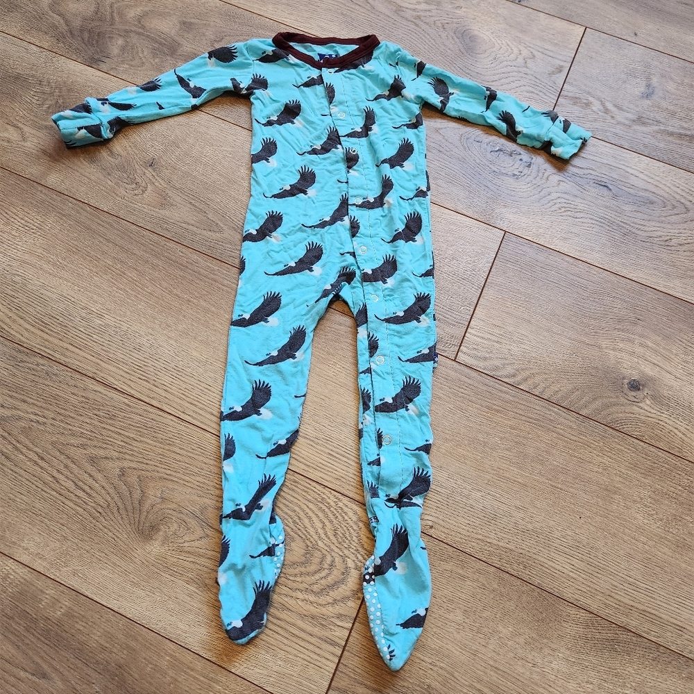 9-12 Eagle Print Bamboo Kickee Pants Pjs